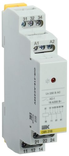 Реле промежуточное на DIN-рейку IEK ONI OIR 1п 3 контакта 16А 230В AC картинка